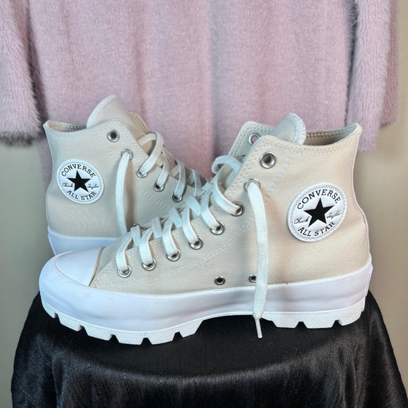 Converse All Star High-Top Sneakers in Cream and White